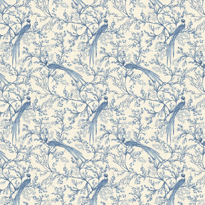 Bird Toile Wallpaper - Dark Denim