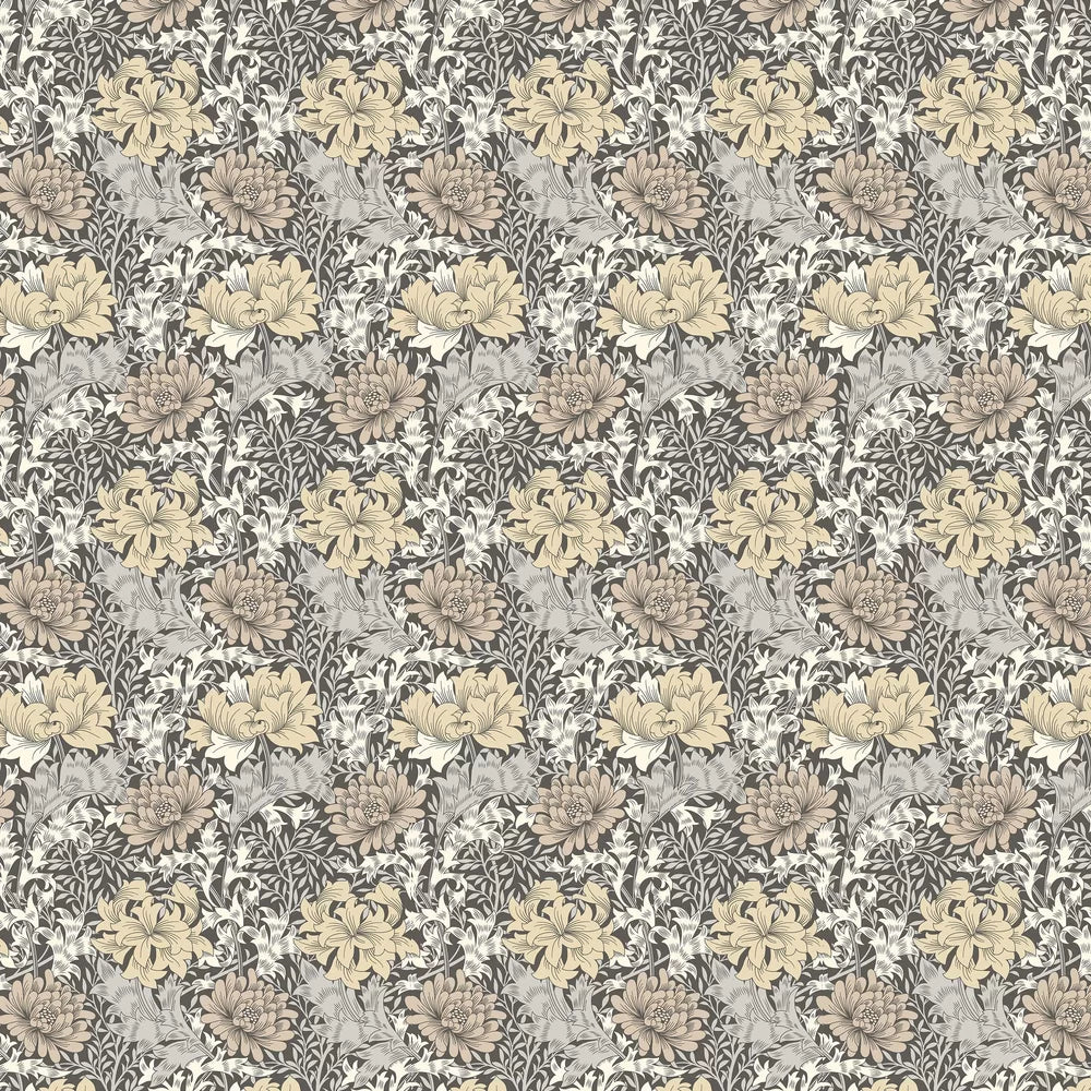 Chrysanthemum - Eden by Morris Wallpaper - Graphite Mix