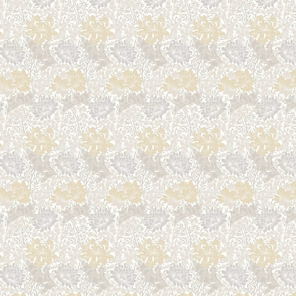 Chrysanthemum - Eden by Morris Wallpaper - Natural Stone
