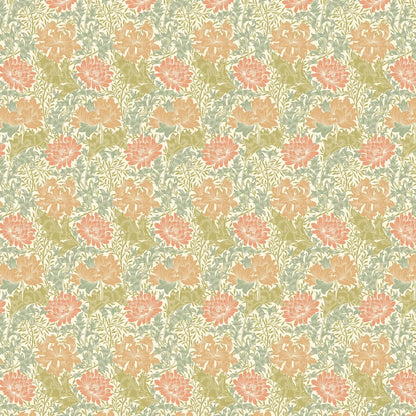 Chrysanthemum - Eden by Morris Wallpaper - Sage/Amber