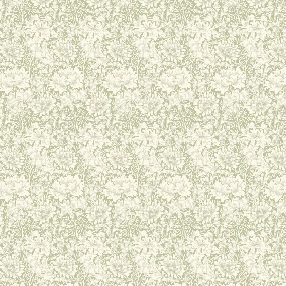 Chrysanthemum - Eden by Morris Wallpaper - Sage Green