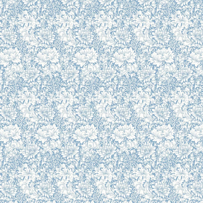 Chrysanthemum - Eden by Morris Wallpaper - Wedgewood Blue