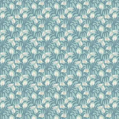 Chunky Flower Wallpaper - Denim