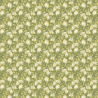 Chunky Flower Wallpaper - Olive Green