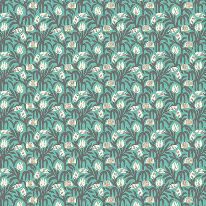 Chunky Flower Wallpaper - Teal Blue