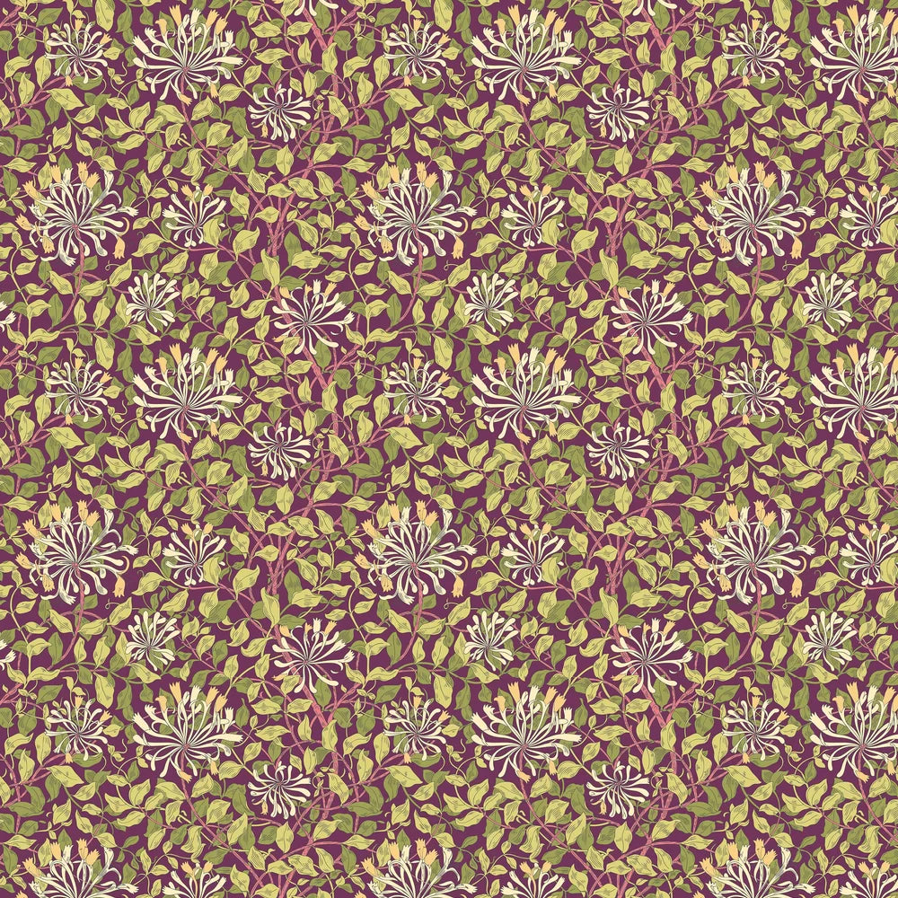 Honeysuckle Leaf Trail Wallpaper - Ohpopsi - Aubergine