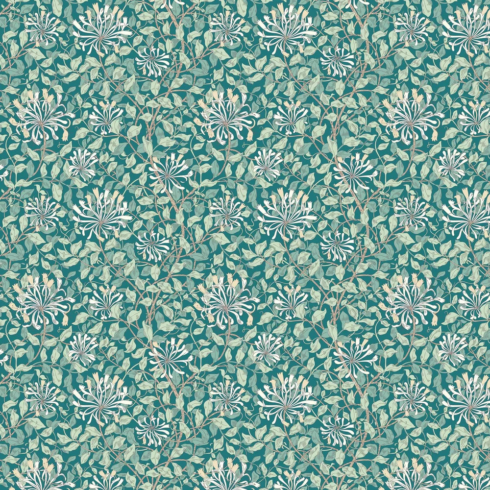 Honeysuckle Leaf Trail Wallpaper - Ohpopsi - Dark Jade