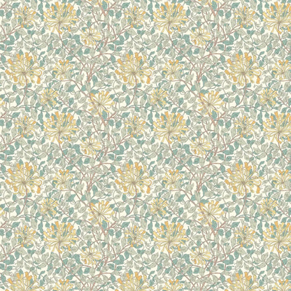 Honeysuckle Leaf Trail Wallpaper - Ohpopsi - Seafoam