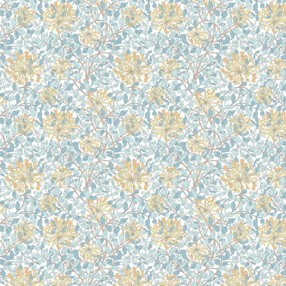 Honeysuckle Leaf Trail Wallpaper - Ohpopsi - Soft Blue