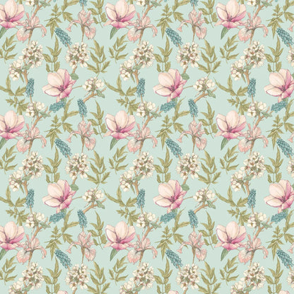 Orchid Bloom Wallpaper - Duck Egg & Blush