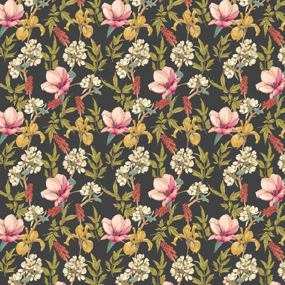 Orchid Bloom Wallpaper - Ebony & Raspberry