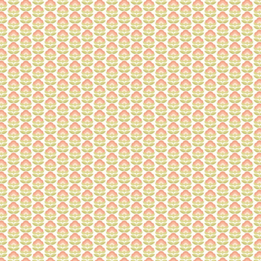 Retro Flower - Blooms Wallpaper - Apricot Mix