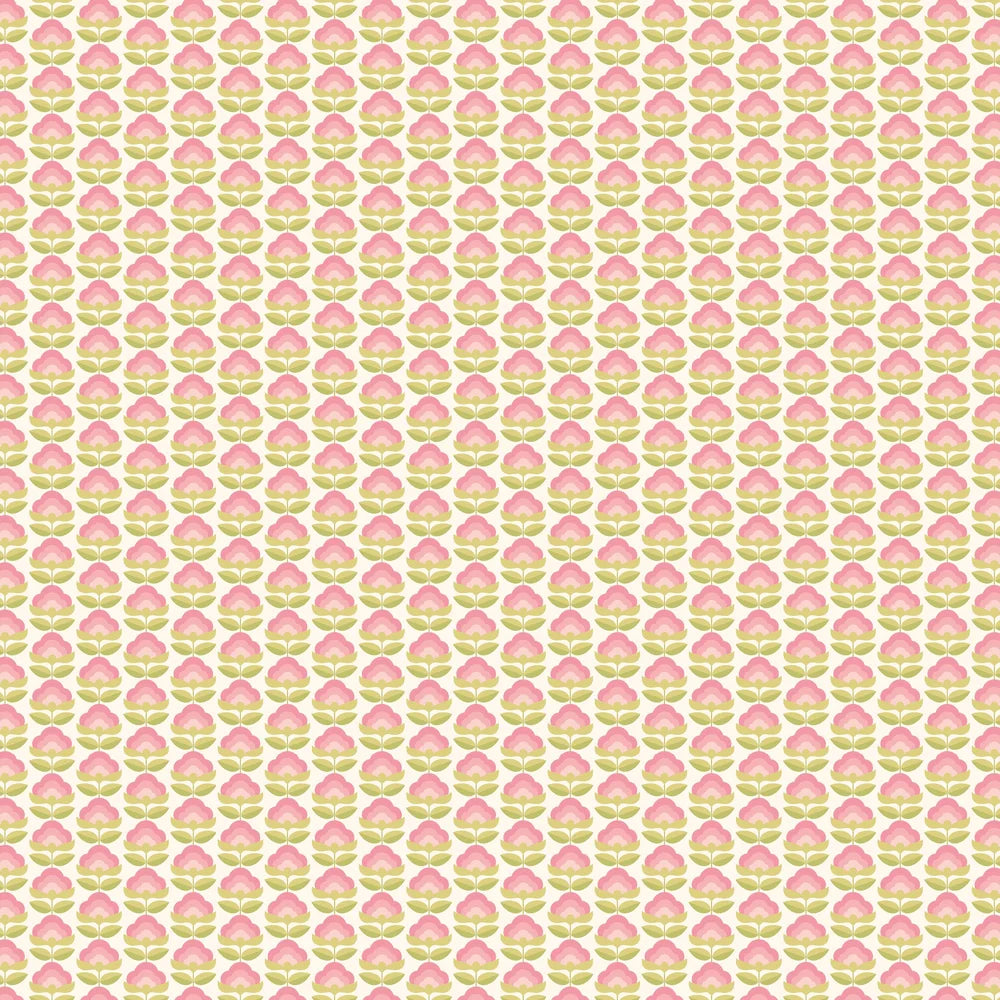 Retro Flower - Blooms Wallpaper - Rose & Apple