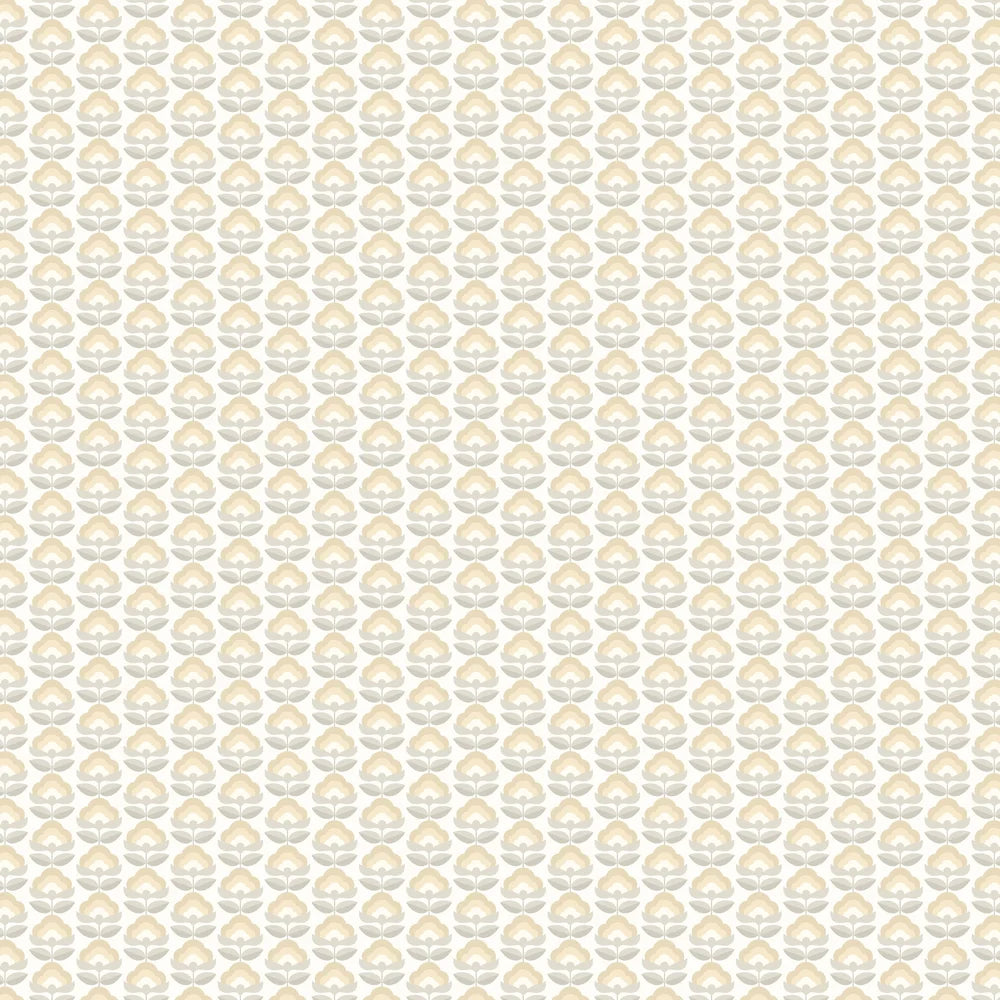 Retro Flower - Blooms Wallpaper - Stone & Dove