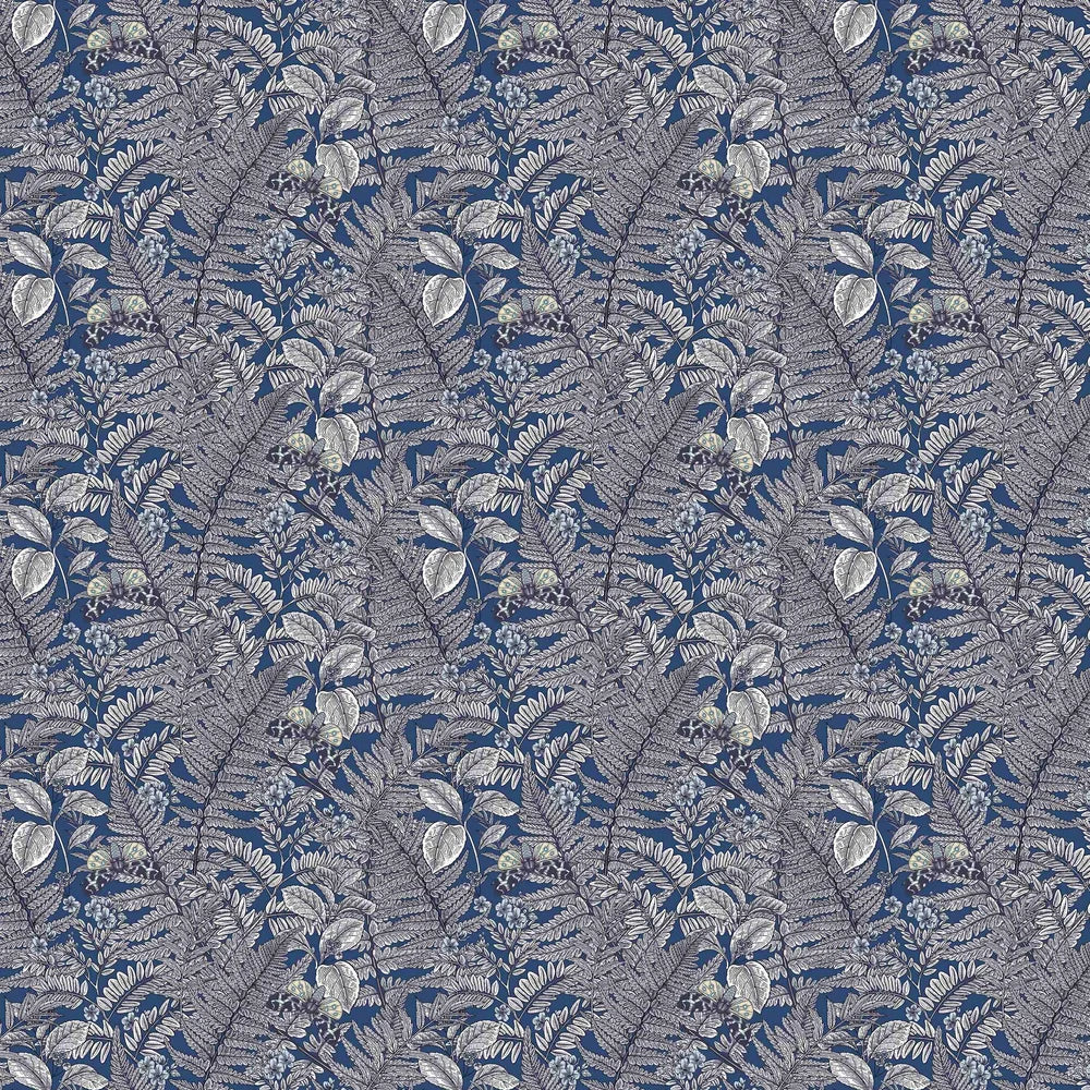 Wild Ferns Wallpaper - Indigo