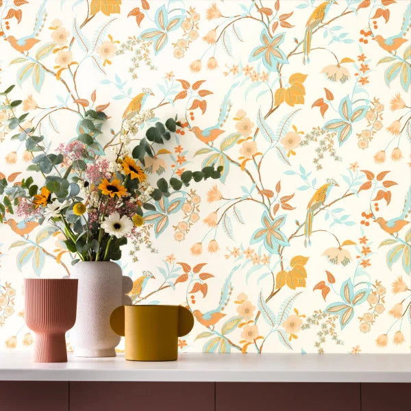 Happy Wallpaper - Orange Bleu Clair