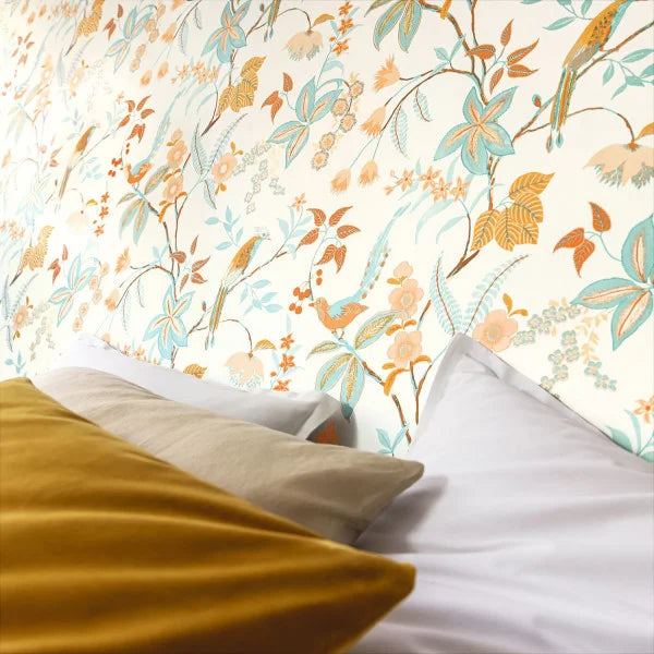 Happy Wallpaper - Orange Bleu Clair
