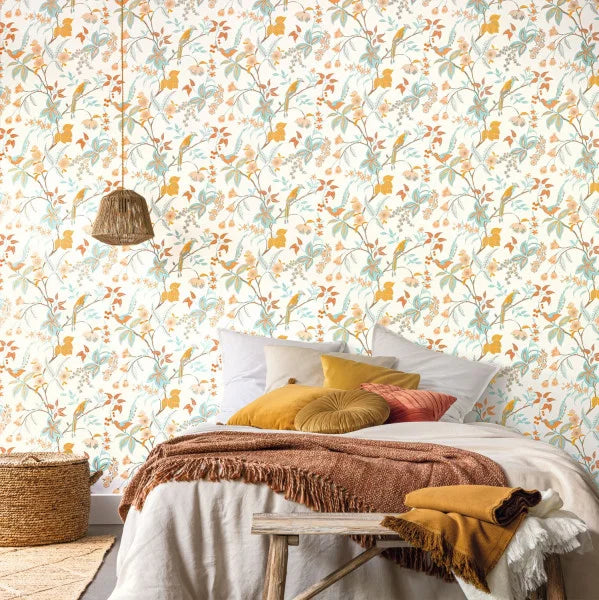 Happy Wallpaper - Orange Bleu Clair