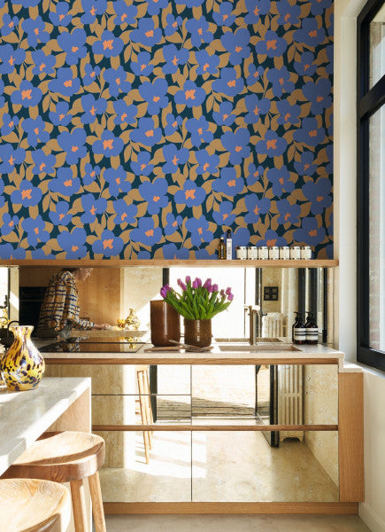 Iconic Flower Power Wallpaper - Blue