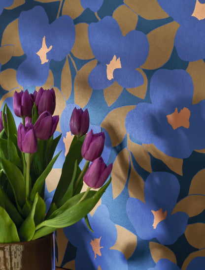 Iconic Flower Power Wallpaper - Blue