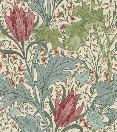 Lent Lily Wallpaper by William Morris - Plum/Bayleaf