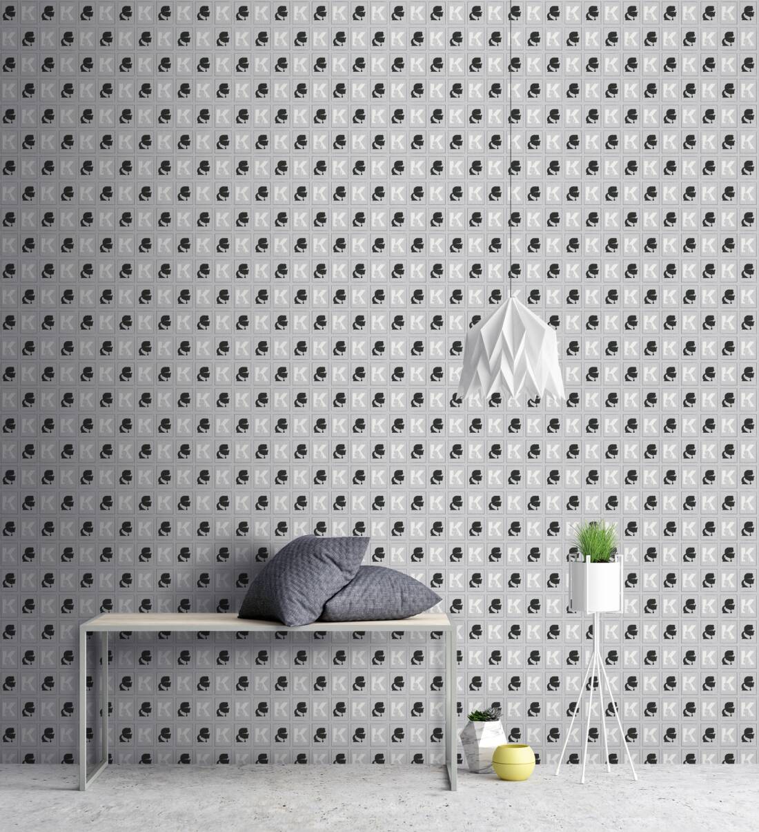 Cameo Wallpaper Heavy Weight Wallpaper - White Grey