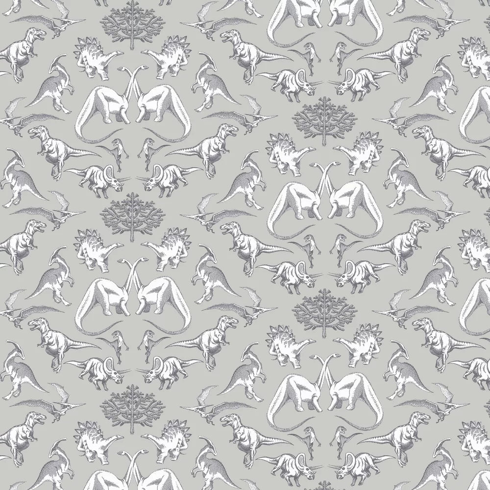 Dotty Dinosaurs Wallpaper - Grey