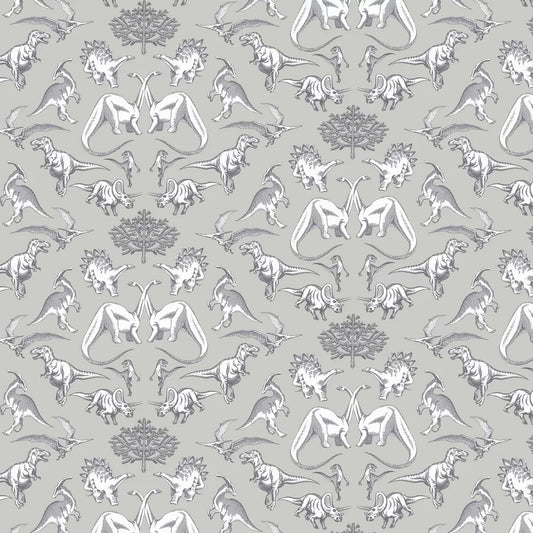 Dotty Dinosaurs Wallpaper - Grey