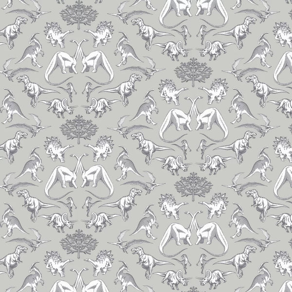 Sample - Dotty Dinosaurs Wallpaper - Grey