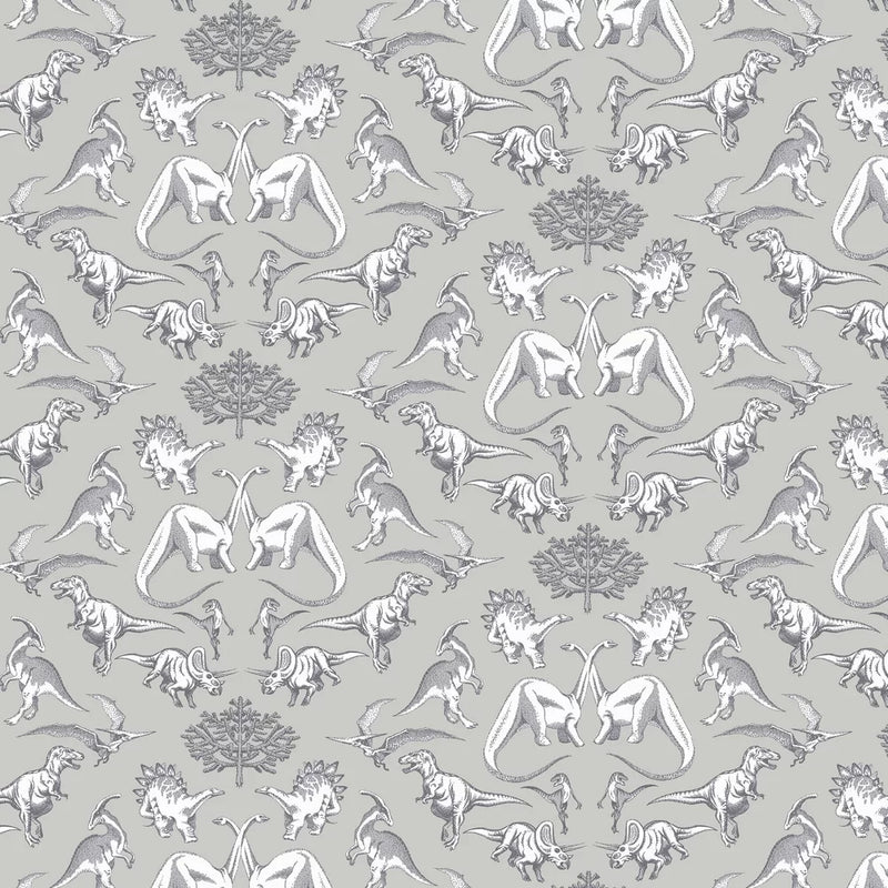 Sample - Dotty Dinosaurs Wallpaper - Grey