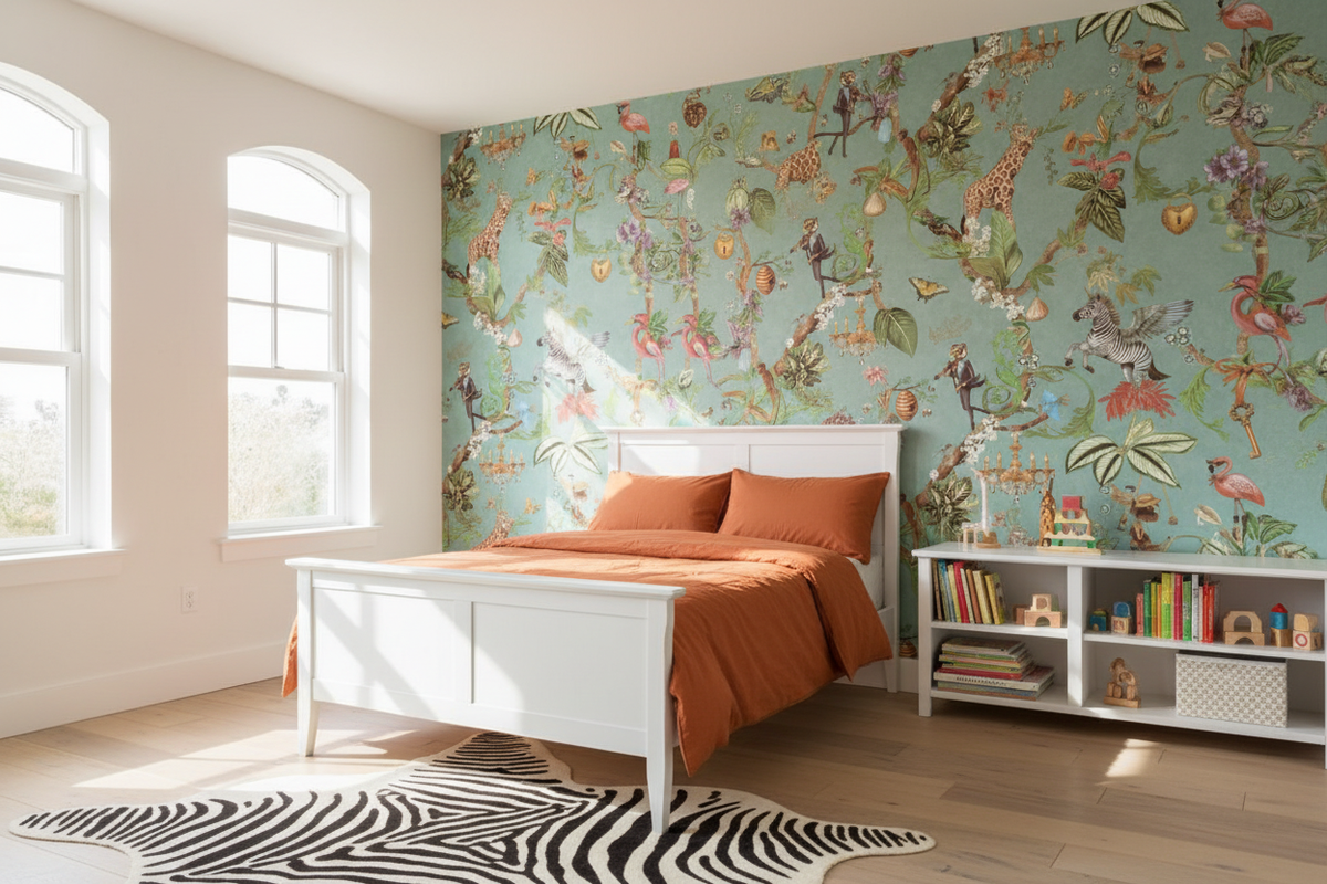 Safari Symphony Wallpaper - Soft Teal