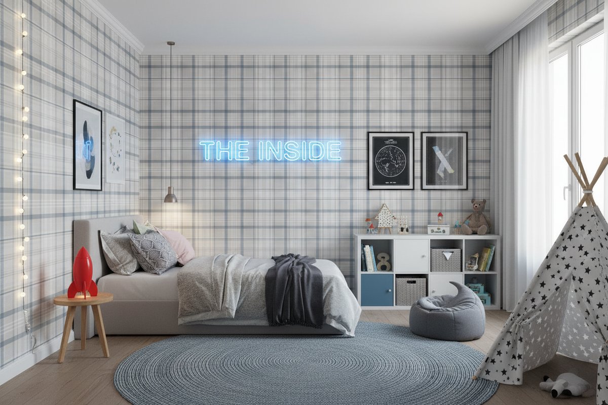 Kirkham Check - Plaid Wallpaper - Navy