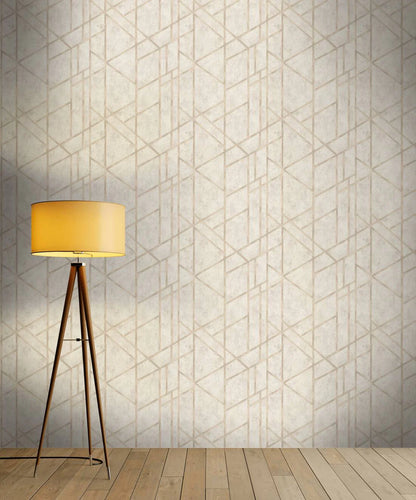 Geo Concrete Wallpaper - Cream Metallic