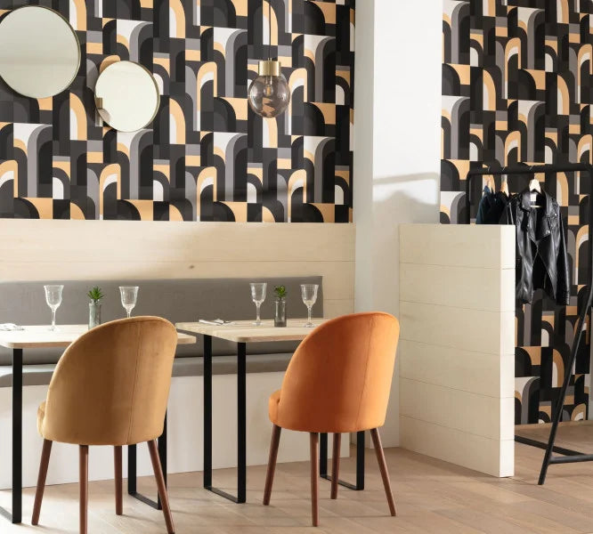 Labyrinth Doors Wallpaper - Black