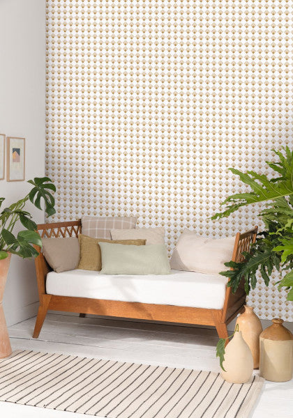 Labyrinth Patch Wallpaper - Beige Dore