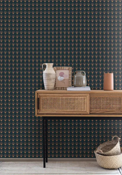 Labyrinth Patch Wallpaper - Blue Petrole