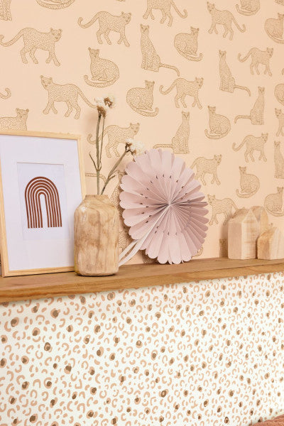 Leonne Wallpaper - Blanc Rose Or