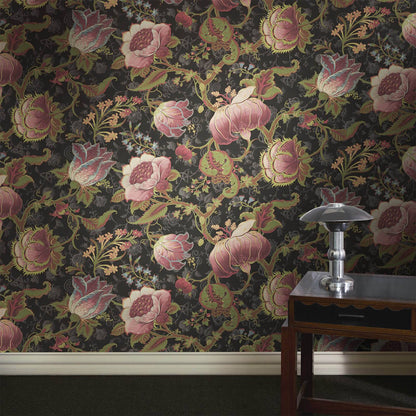 Meliora Jacobean Floral Hybrid Mural – Noir
