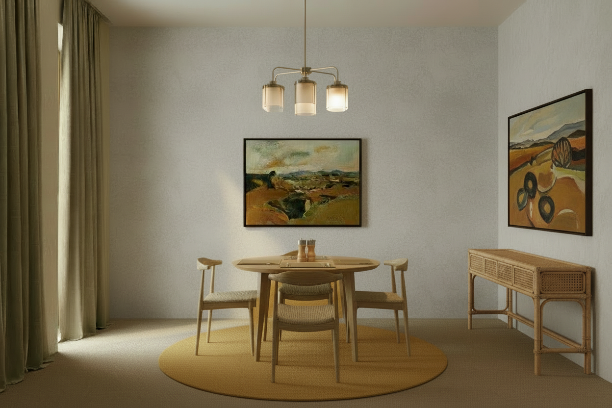 Light Grey Rough Plaster - Cane Console Right Wall