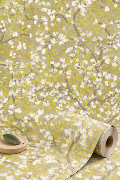 Dappled Tree Wallpaper - Chartreuse