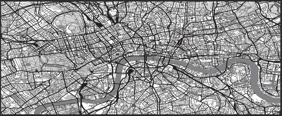 City Map Many Cities - Custom Sized Wallpaper Mural (per m2) - London Black & White
