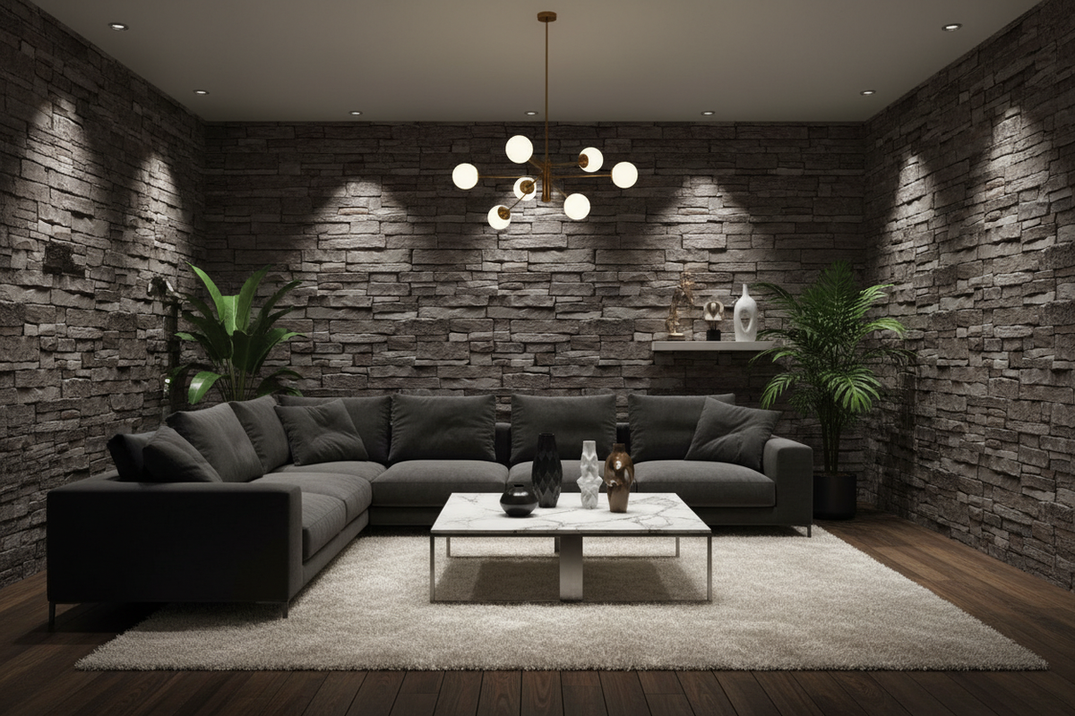 Stone Works Smooth Wallpaper - Dark