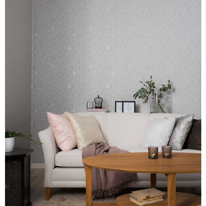 Lunden Butterfly Wallpaper - Grey - Discontinuing