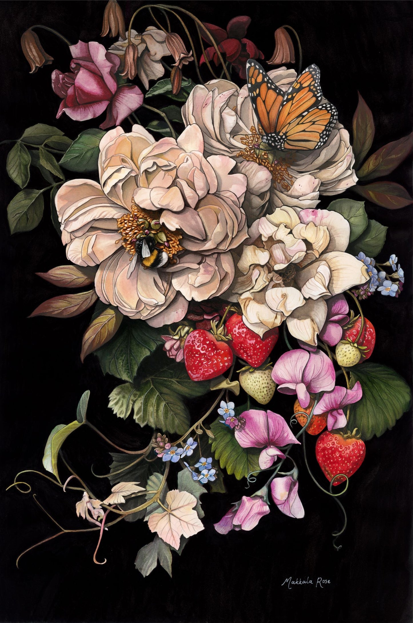 Sample – HOME by Makkala Floral - Custom Sized Wallpaper Mural (per m2)