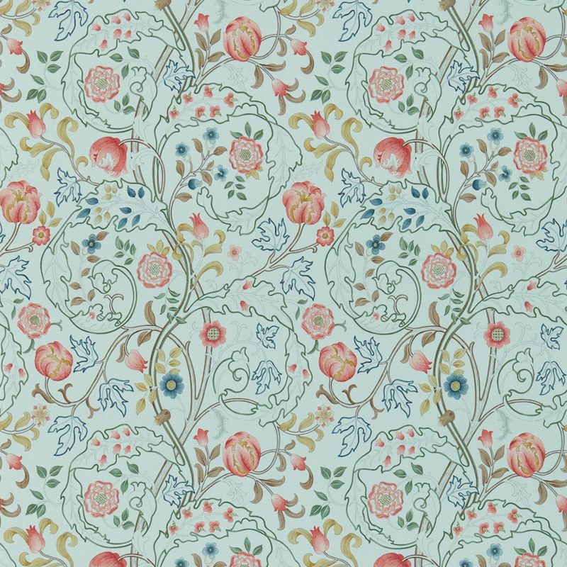Sample - William Morris Mary Isobel Wallpaper - Blue/Pink