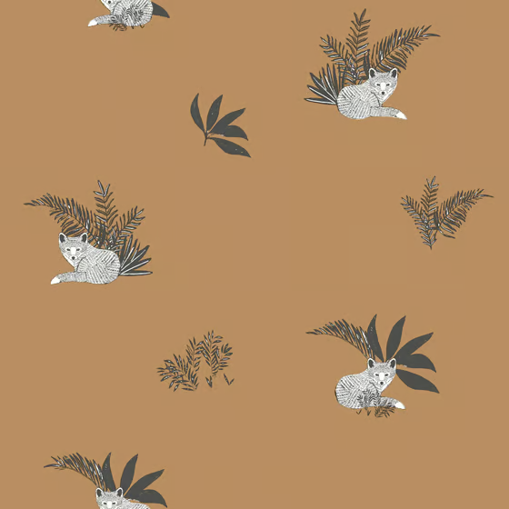 Sample - Contempler Fox Wallpaper - Tan