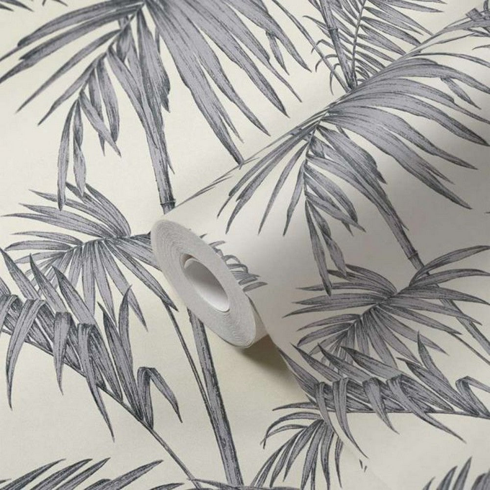 Lola Palm Wallpaper - Grey - Discontinuing