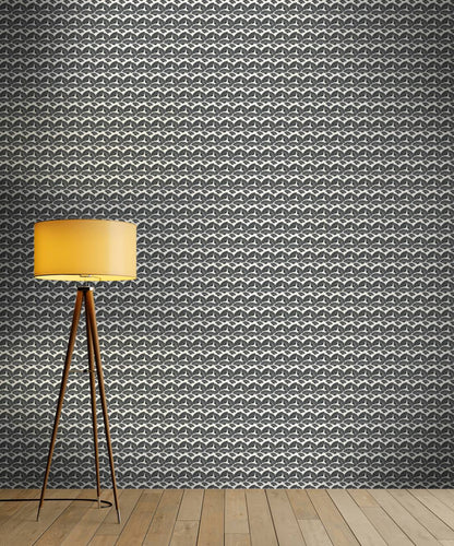 Deco Fanfare Heavy Weight Wallpaper - Black/White