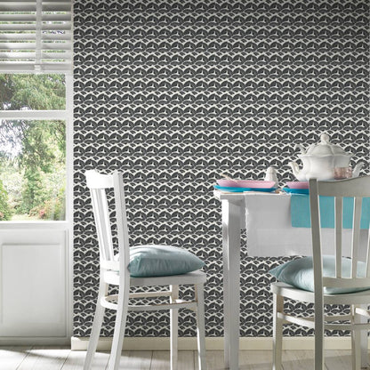 Deco Fanfare Heavy Weight Wallpaper - Black/White