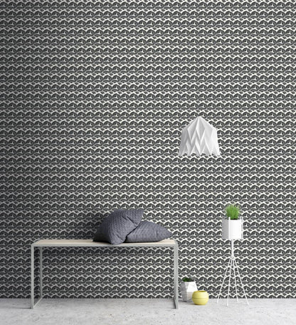 Deco Fanfare Heavy Weight Wallpaper - Black/White